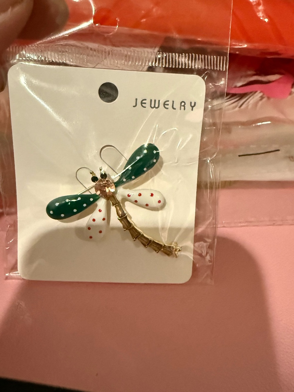 Dragonfly Brooch - Yellow & White  or Green and white Polka Dot - Picture 5 of 7